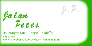 jolan petes business card